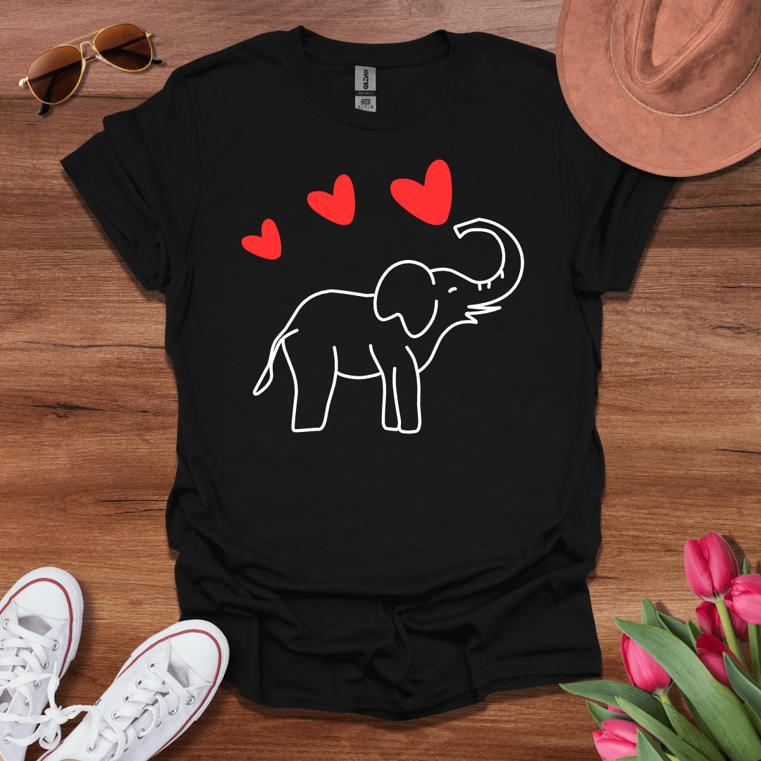 Elephant Spraying Hearts T-Shirt