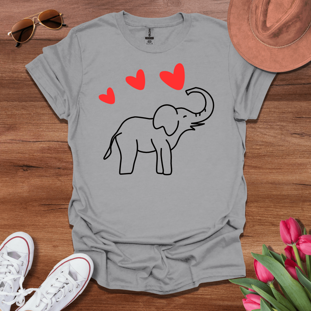 Elephant Spraying Hearts T-Shirt
