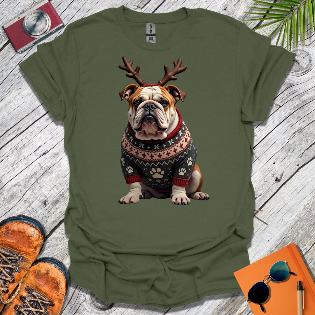 Festive British Bulldog T-Shirt