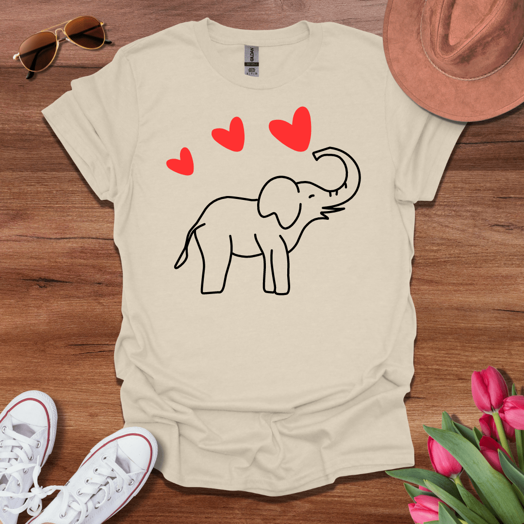 Elephant Spraying Hearts T-Shirt