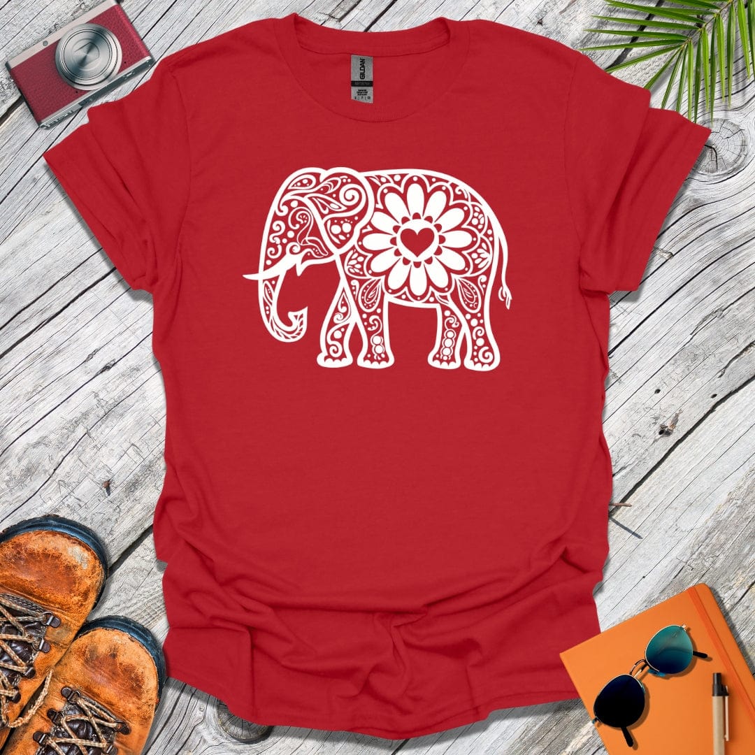 White Mandala Elephant T-Shirt