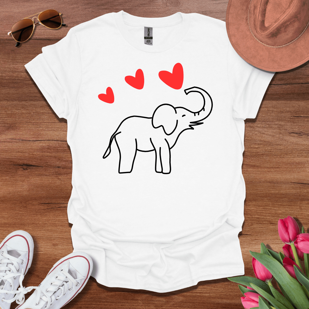 Elephant Spraying Hearts T-Shirt