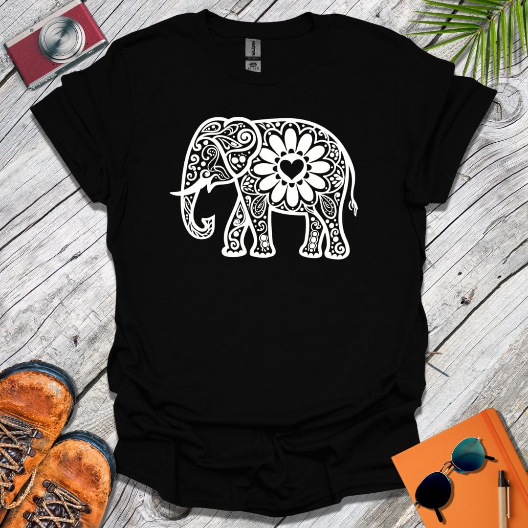 White Mandala Elephant T-Shirt