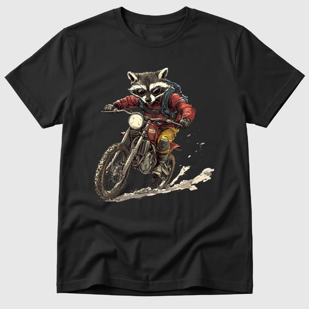 Black Dirt Bike Raccoon - Mosaic Rhino