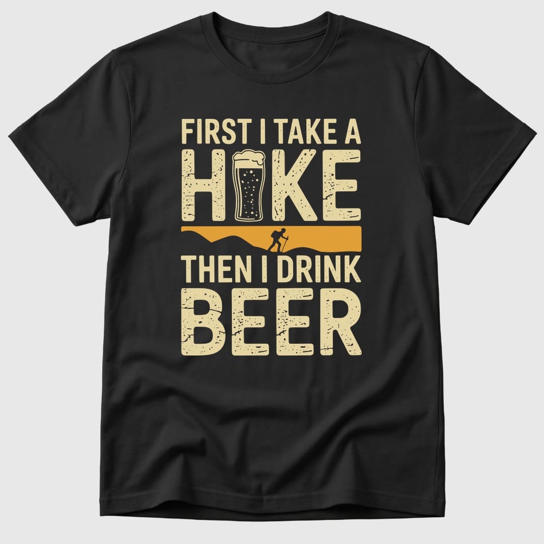 Black Hike First Then Beer - Mosaic Rhino