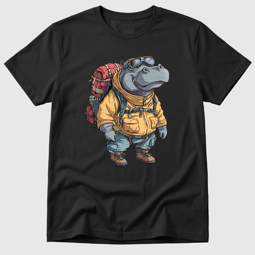 Black Hiking Hippo - Mosaic Rhino