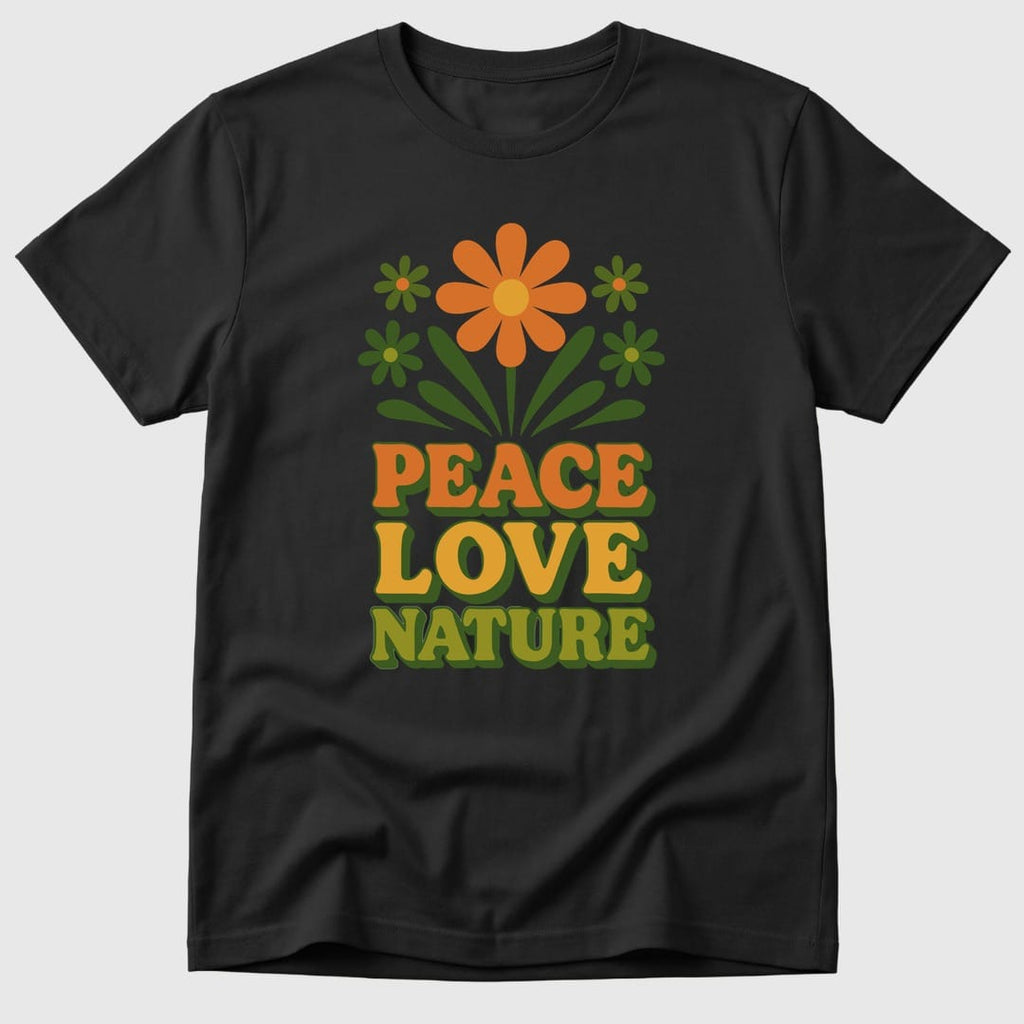 Black Retro Peace Love Nature - Mosaic Rhino