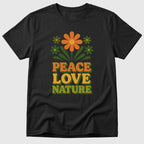 Black Retro Peace Love Nature - Mosaic Rhino
