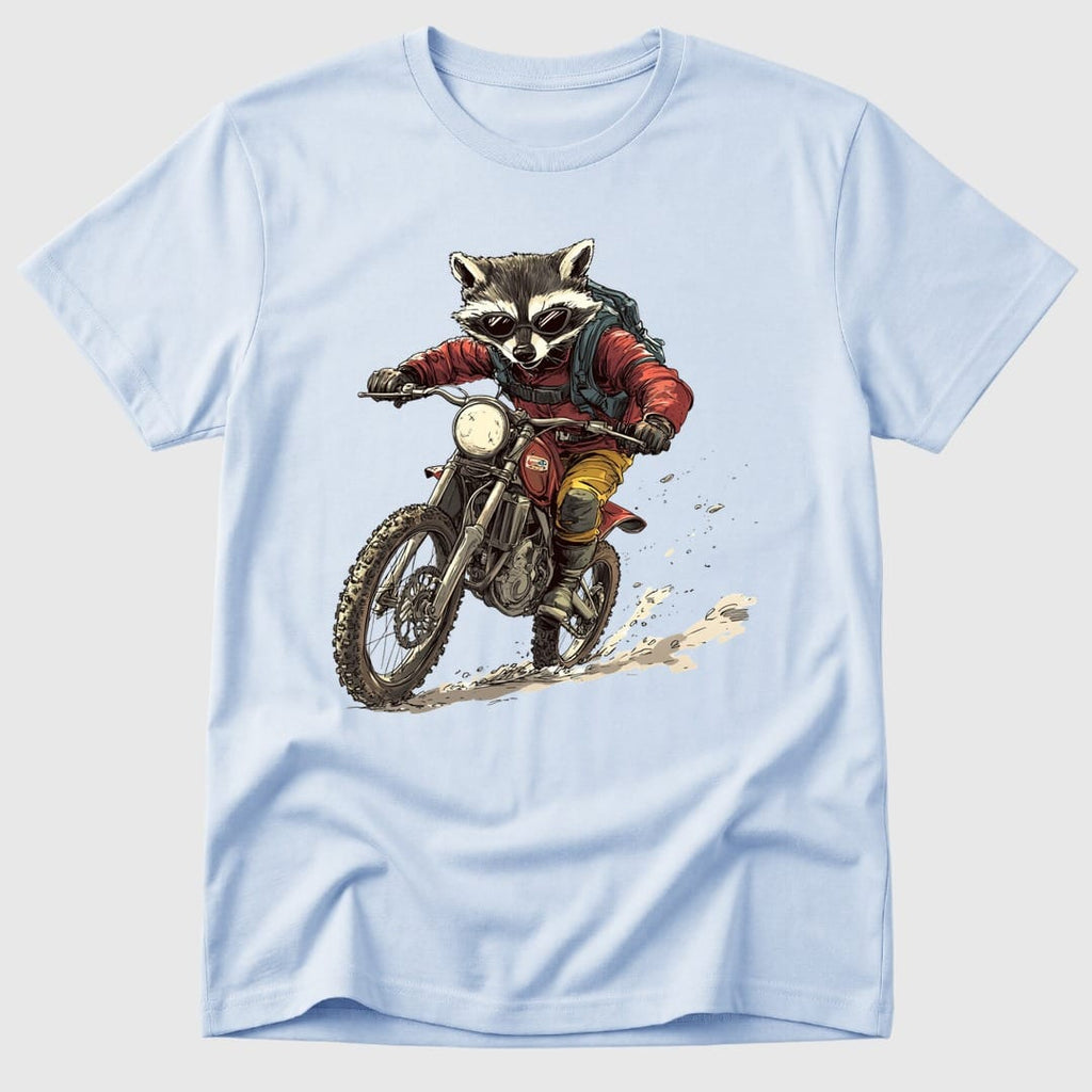 Light Blue Dirt Bike Raccoon - Mosaic Rhino