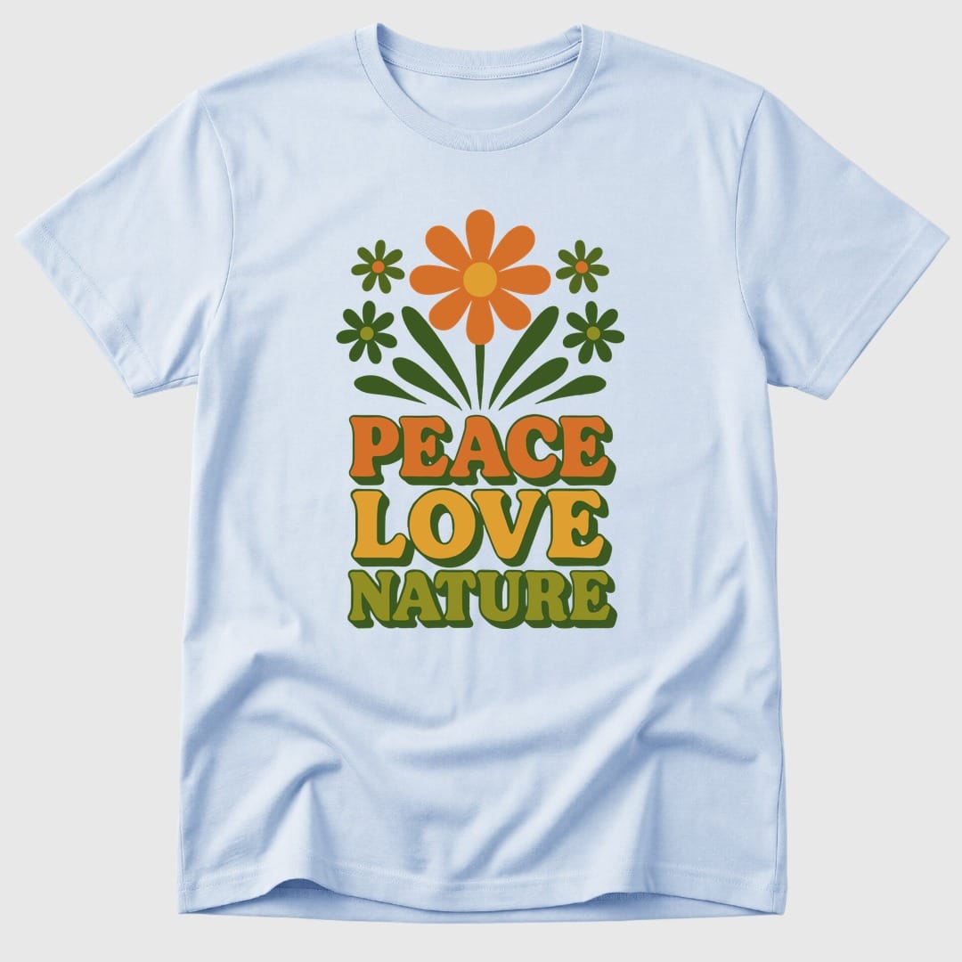 Light Blue Retro Peace Love Nature - Mosaic Rhino