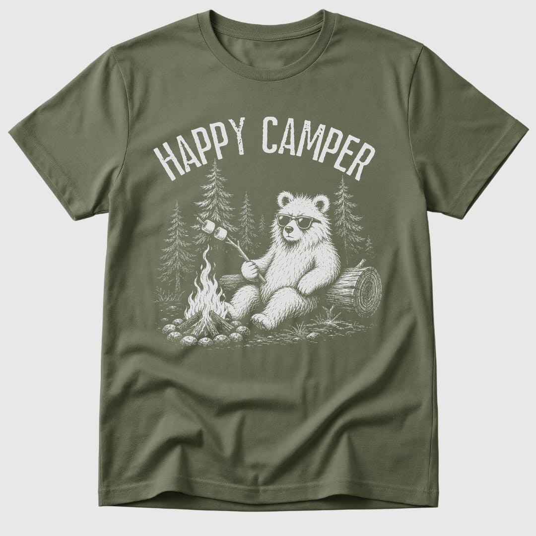 Military Green Happy Camper - Mosaic Rhino