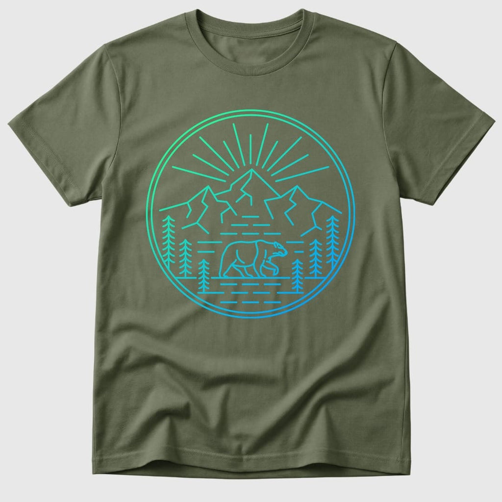 Military Green Neon Wilderness Bear - Mosaic Rhino