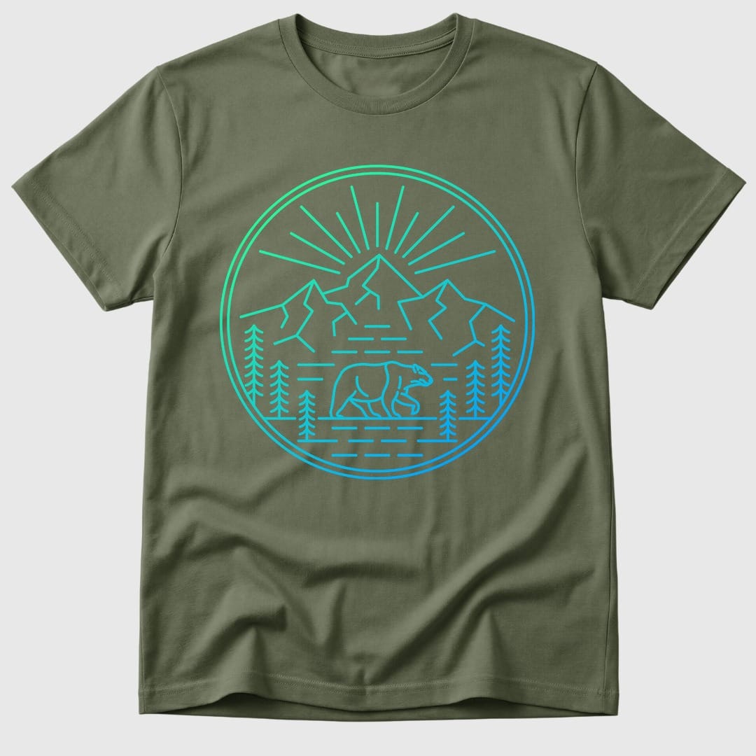 Military Green Neon Wilderness Bear - Mosaic Rhino