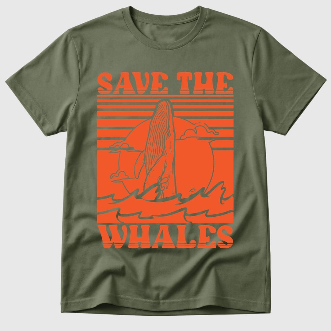 Military Green Save The Whales - Mosaic Rhino