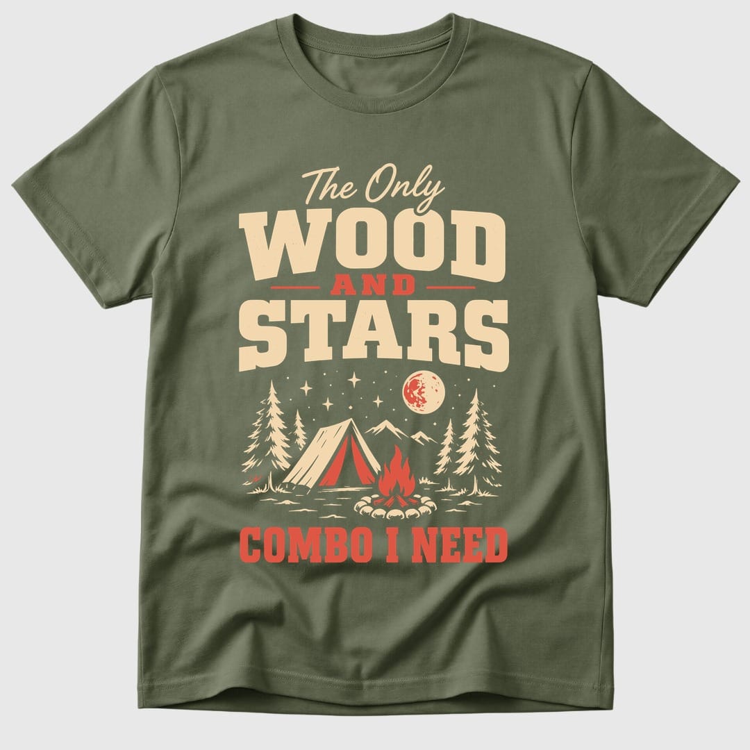Military Green Stars In The Wood - Mosaic Rhino
