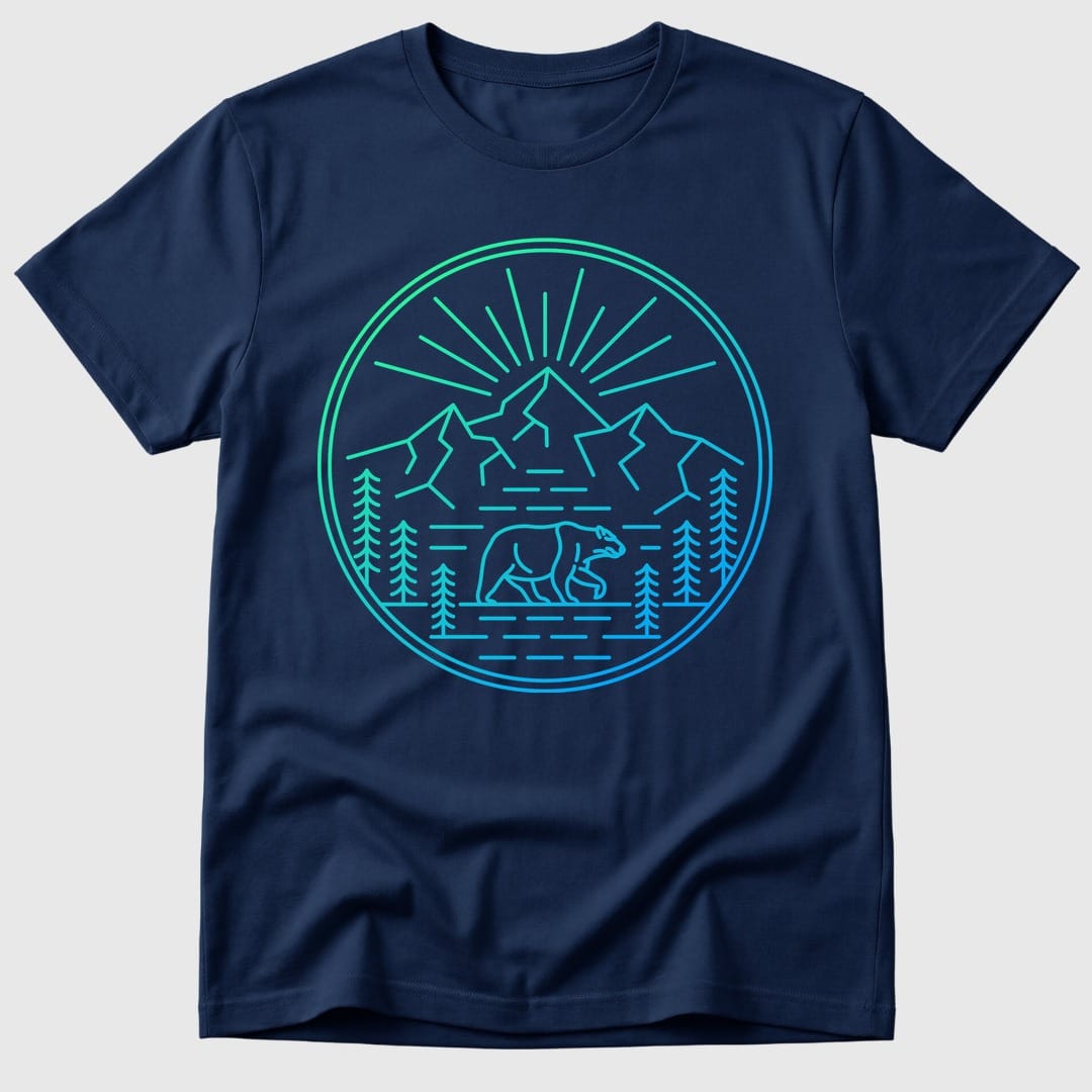 Navy Neon Wilderness Bear - Mosaic Rhino