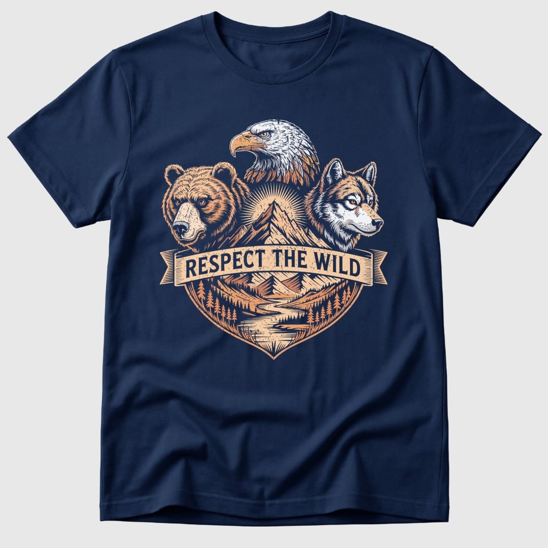 Navy Respect The Wild - Mosaic Rhino