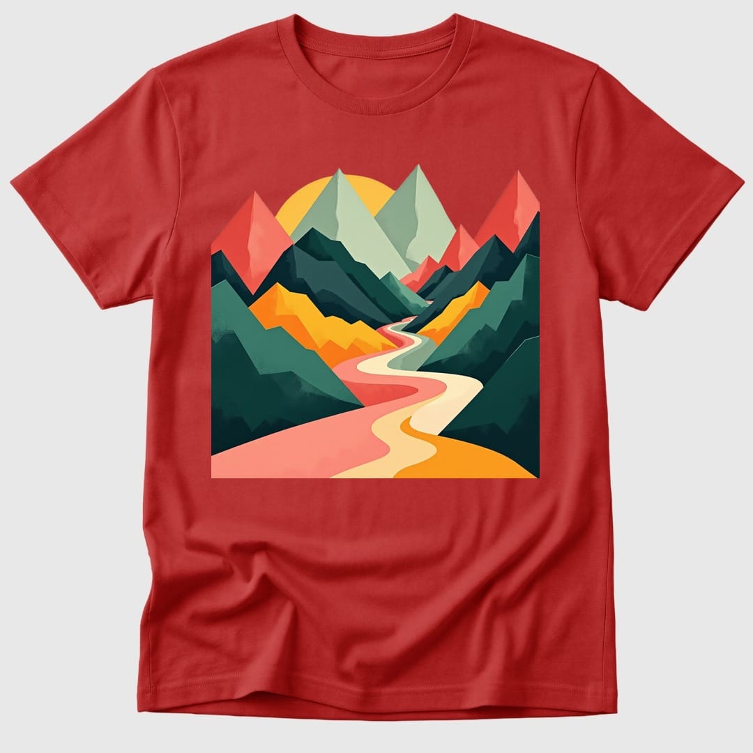 Red Cubist Trails - Mosaic Rhino