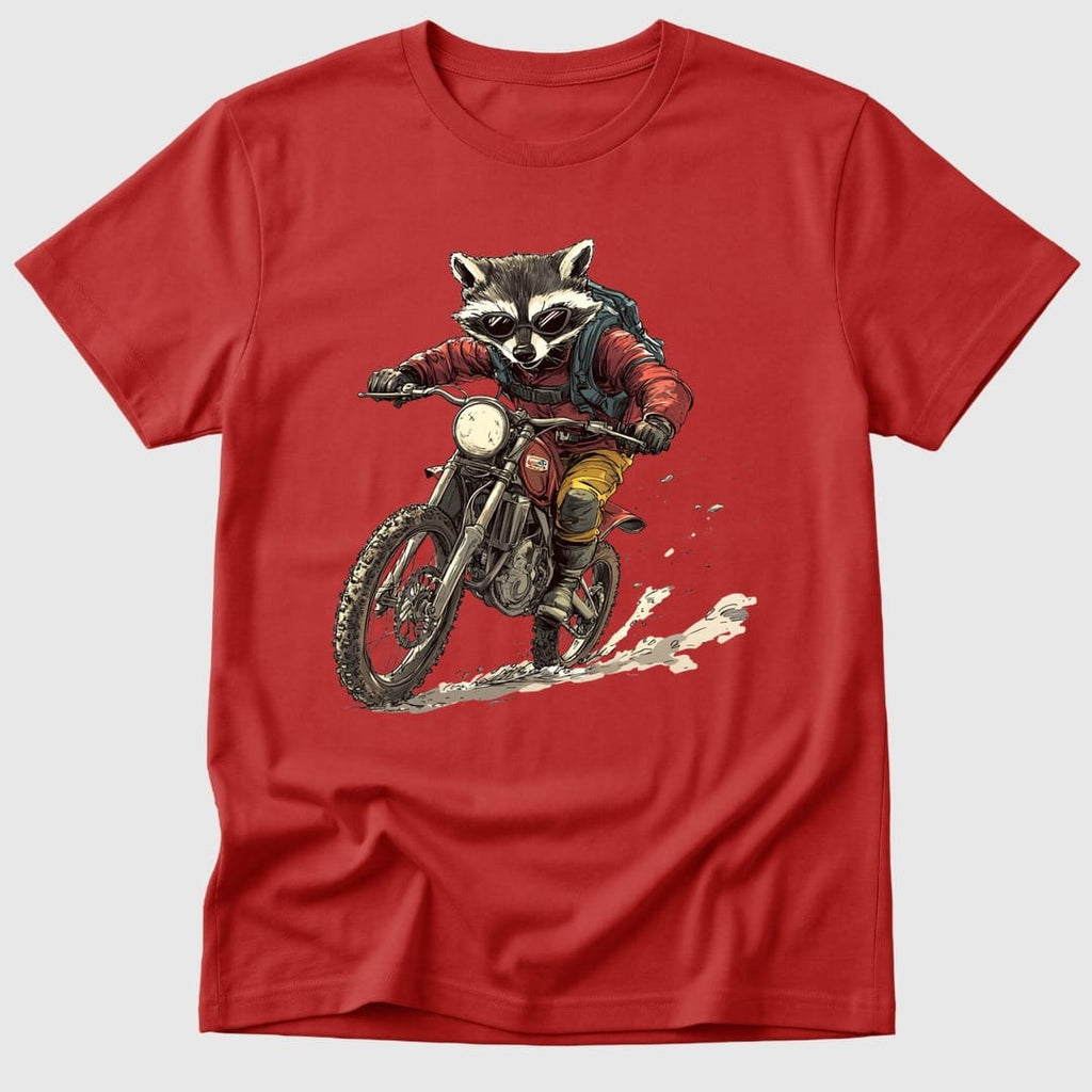 Red Dirt Bike Raccoon - Mosaic Rhino