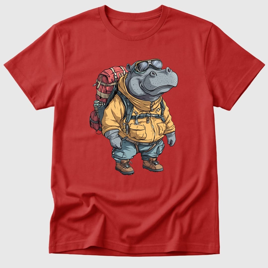 Red Hiking Hippo - Mosaic Rhino