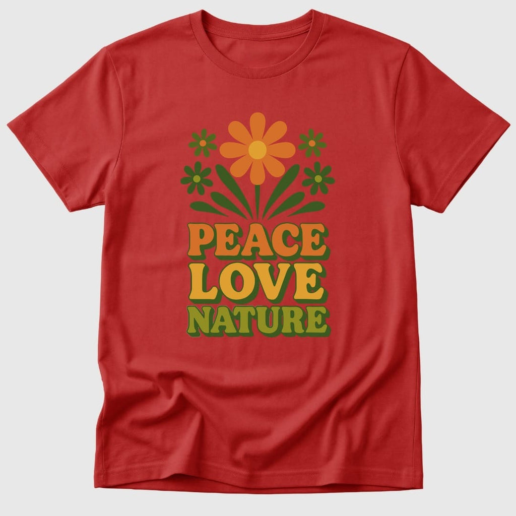 Red Retro Peace Love Nature - Mosaic Rhino