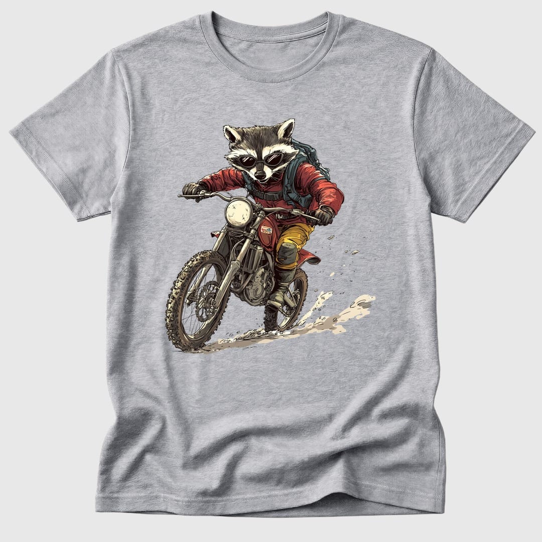 Sport Grey Dirt Bike Raccoon - Mosaic Rhino